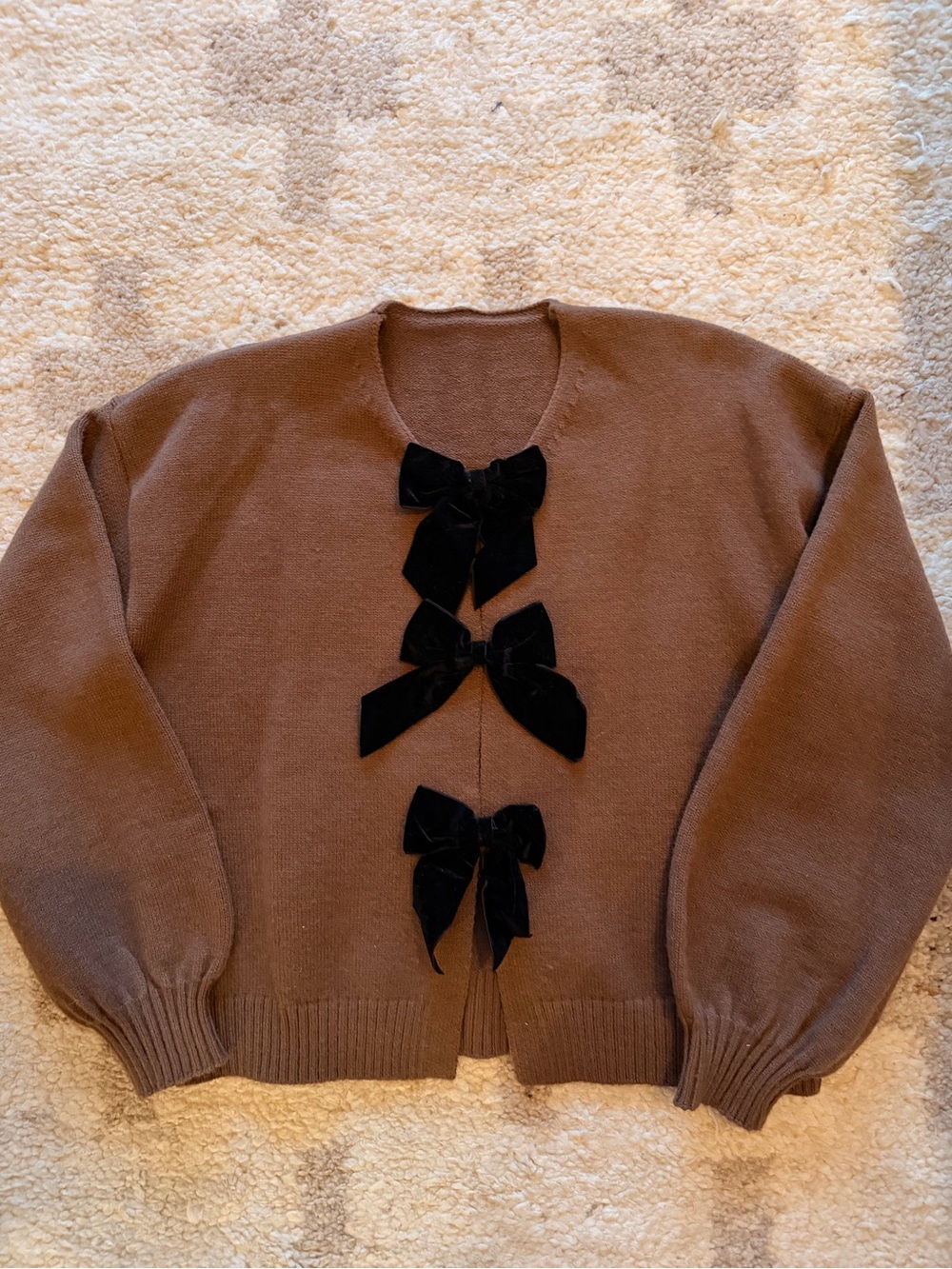Commense Brown Women's Bow-Accent Cardigan Sweater